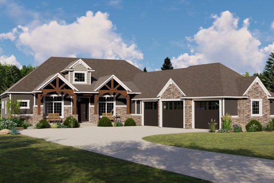Dream House Plan - Craftsman Exterior - Front Elevation Plan #1064-68