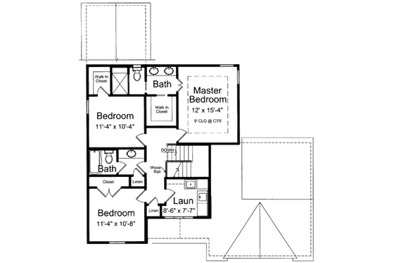 Floor Plan - Upper Floor for Traditional House Plan #46-438 - 3 bed, 2.5 bath