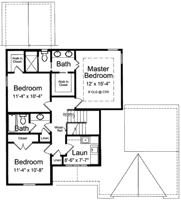 Traditional Floor Plan - Upper Floor Plan #46-438