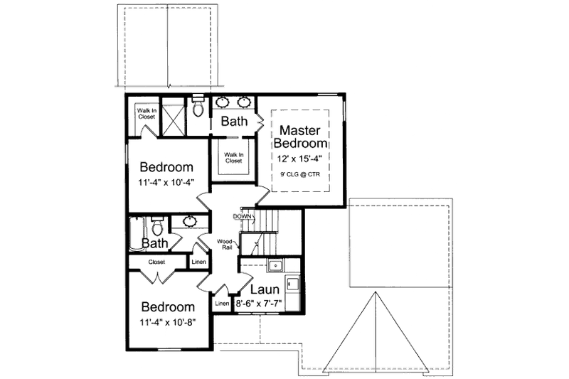 Architectural House Design - Floor Plan - Upper Floor for Traditional House Plan #46-438 - 3 bed, 2.5 bath