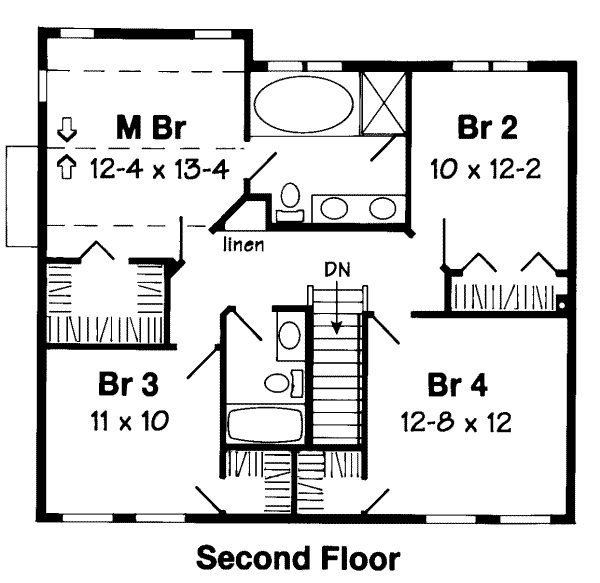 Traditional Floor Plan - Upper Floor Plan #312-387