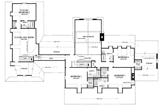 Floor Plan - Upper Floor for Colonial House Plan #137-219 - 4 bed, 5.5 bath