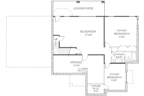 Floor Plan - Lower Floor for Traditional House Plan #24-192 - 5 bed, 3 bath