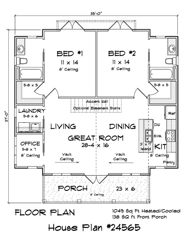 House Blueprint - Cottage Floor Plan - Main Floor Plan #513-2358