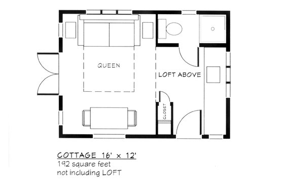 Floor Plan - Main Floor 1 for Colonial House Plan #917-26 - 1 bed, 1 bath