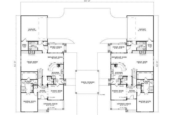Floor Plan - Main Floor for Traditional House Plan #17-2261 - 4 bed, 3.5 bath