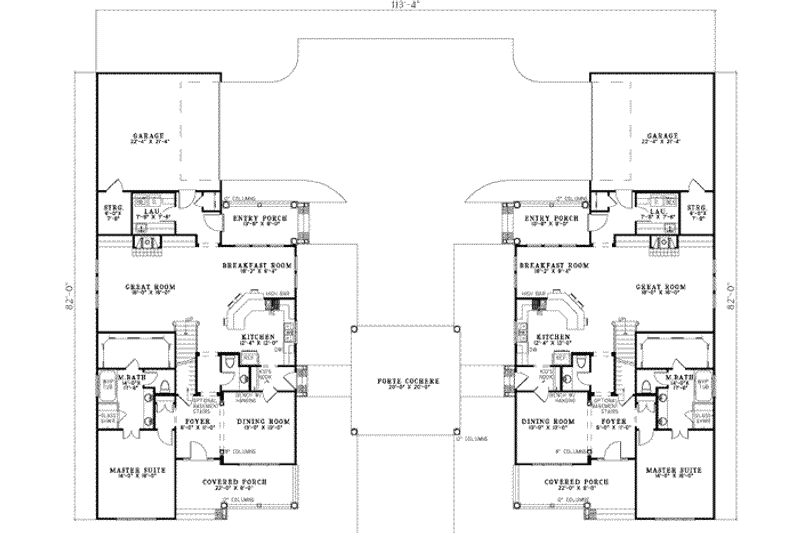 Architectural House Design - Floor Plan - Main Floor for Traditional House Plan #17-2261 - 4 bed, 3.5 bath