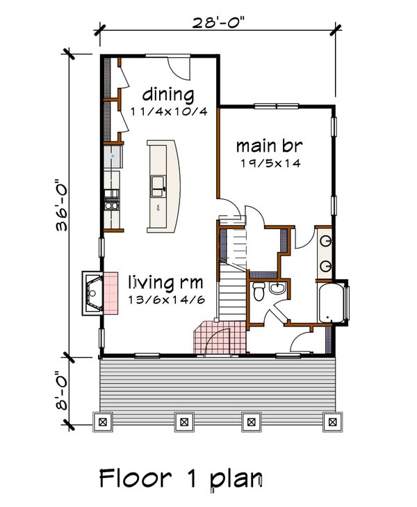 House Blueprint - Bungalow Floor Plan - Main Floor Plan #79-374