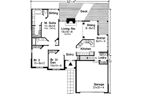 Floor Plan - Main Floor for Traditional House Plan #320-123 - 3 bed, 2 bath