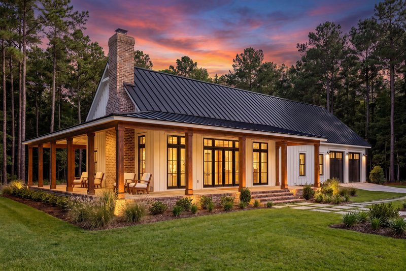 House Blueprint - Exterior - Front Elevation 3 for Barndominium House Plan #430-434 - 4 bed, 2.5 bath