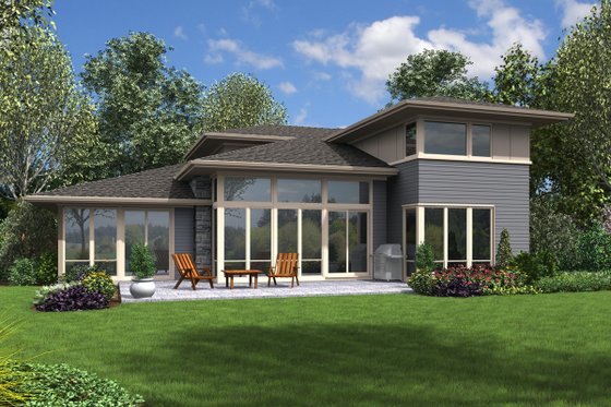 Exterior - Rear Elevation for Contemporary House Plan #48-1005 - 4 bed, 3.5 bath