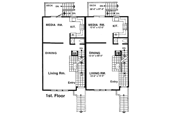 Floor Plan - Main Floor for Traditional House Plan #303-122 - 3 bed, 2.5 bath