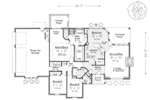 Floor Plan - Main Floor for European House Plan #310-298 - 3 bed, 2 bath