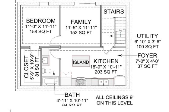 Floor Plan - Lower Floor for Colonial House Plan #1116-56 - 3 bed, 2.5 bath