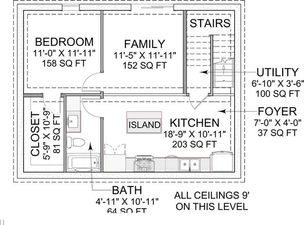 House Blueprint - Floor Plan - Lower Floor for Colonial House Plan #1116-56 - 3 bed, 2.5 bath