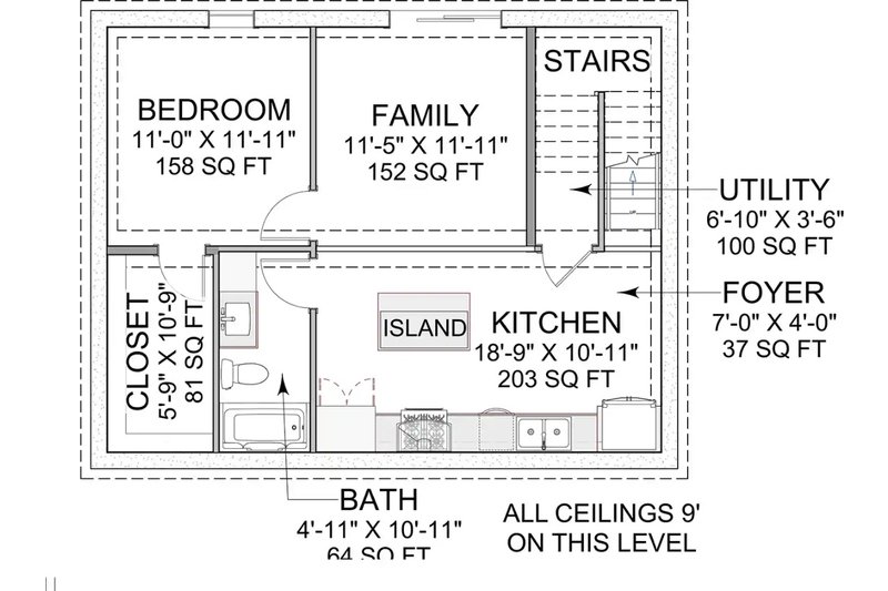 House Blueprint - Floor Plan - Lower Floor for Colonial House Plan #1116-56 - 3 bed, 2.5 bath