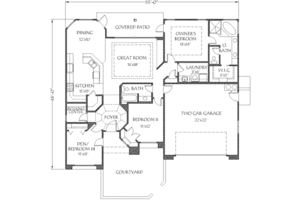 Floor Plan - Main Floor for Mediterranean House Plan #24-184 - 3 bed, 2 bath
