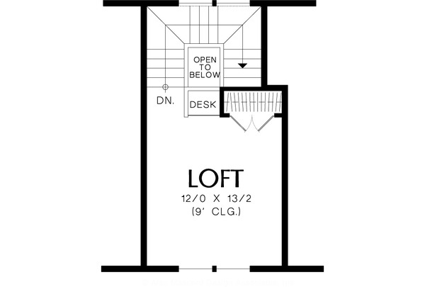 Upper Floor Plan - 950 square foot Craftsman Cottage