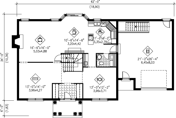 Colonial Floor Plan - Main Floor Plan #25-2196