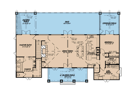 Floor Plan - Main Floor for Ranch House Plan #923-88 - 3 bed, 3.5 bath