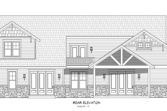 Exterior - Rear Elevation 1 for Traditional House Plan #932-530 - 4 bed, 3.5 bath