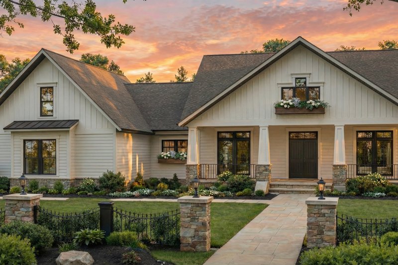 House Blueprint - Craftsman Exterior - Front Elevation Plan #21-637