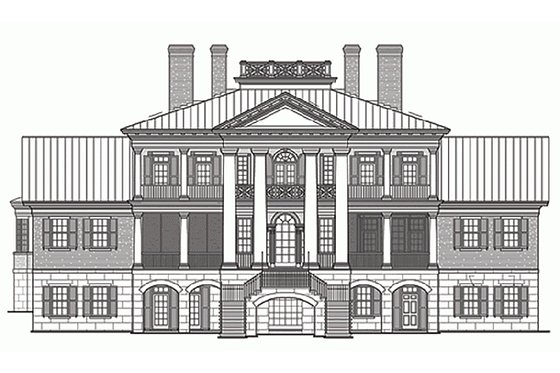 Exterior - Rear Elevation for Classical House Plan #137-211 - 5 bed, 6 bath