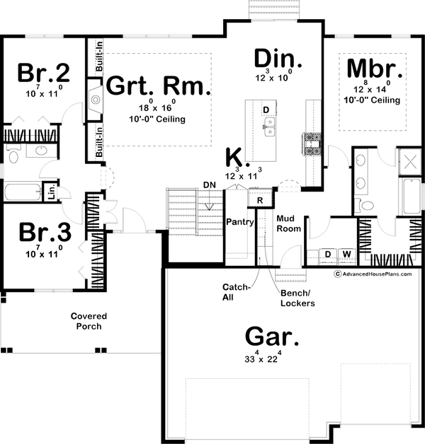 Architectural House Design - Farmhouse Floor Plan - Main Floor Plan #455-223