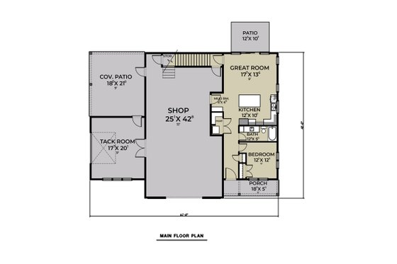 Floor Plan - Main Floor for Farmhouse House Plan #1070-196 - 1 bed, 1 bath