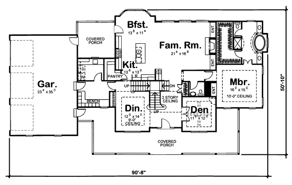 Country Style House Plan - 4 Beds 3.5 Baths 3142 Sq/Ft Plan #312-851 ...