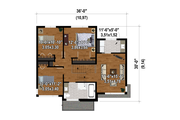 Contemporary Style House Plan - 3 Beds 1.5 Baths 1662 Sq/Ft Plan #25-4876 