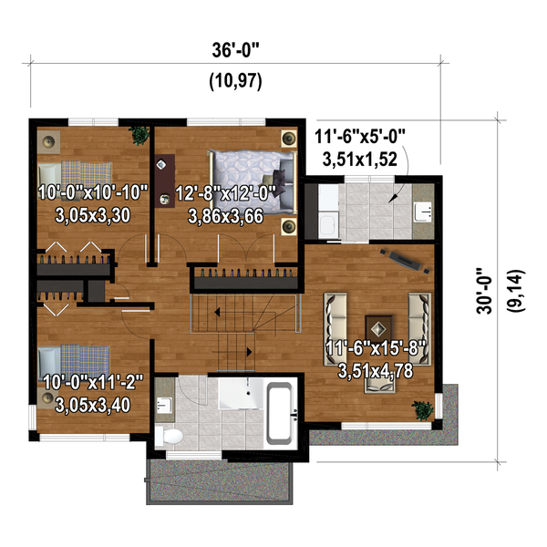 House Blueprint - Contemporary Floor Plan - Upper Floor Plan #25-4876