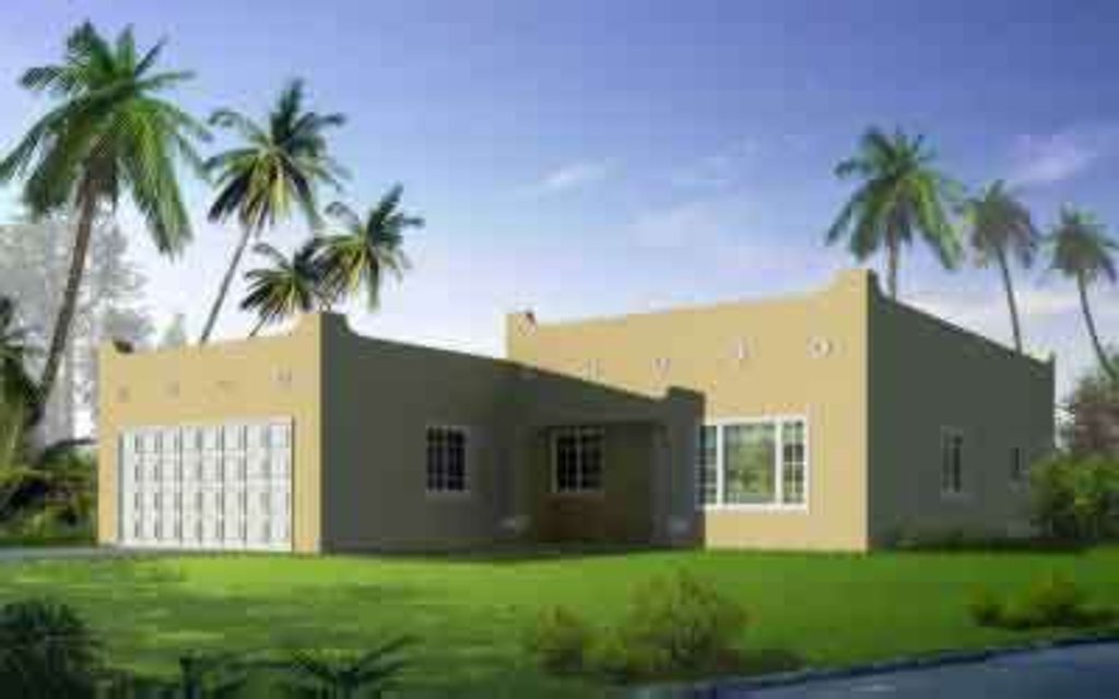 Exterior - Front Elevation 2 for Adobe / Southwestern House Plan #1-1339 - 3 bed, 2 bath