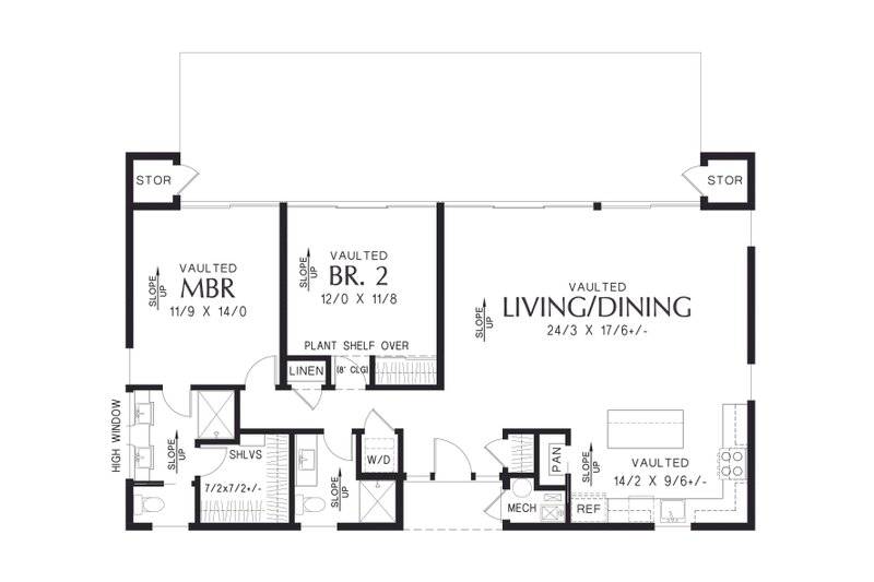 House Plan Design - Floor Plan - Main Floor for Contemporary House Plan #48-1156 - 2 bed, 2 bath