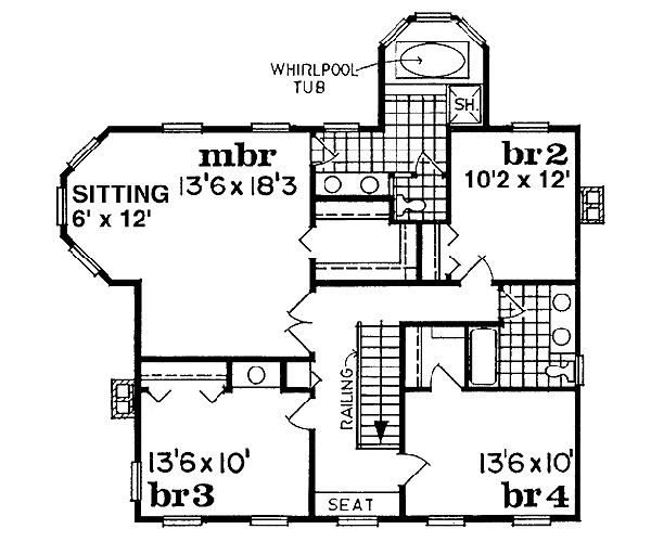 Country Floor Plan - Upper Floor Plan #47-192