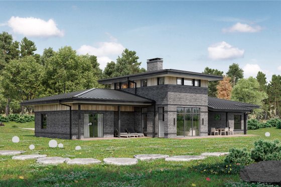 Exterior - Rear Elevation 1 for Modern House Plan #924-26 - 3 bed, 2.5 bath