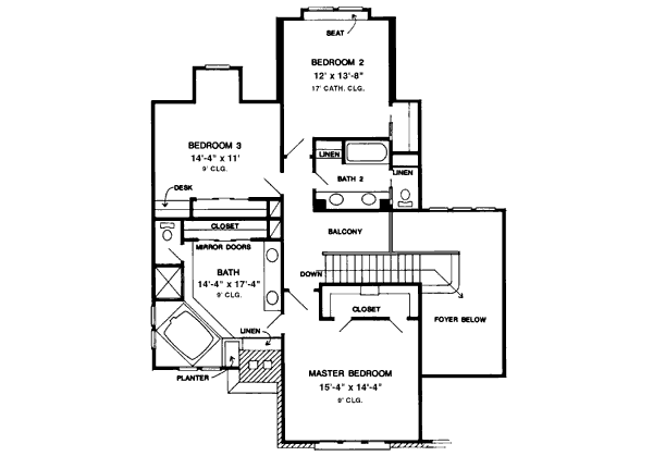 Architectural House Design - European Floor Plan - Upper Floor Plan #410-202