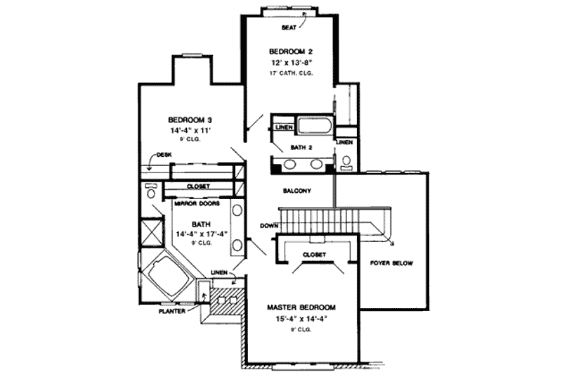Dream House Plan - Floor Plan - Upper Floor for European House Plan #410-202 - 3 bed, 2.5 bath
