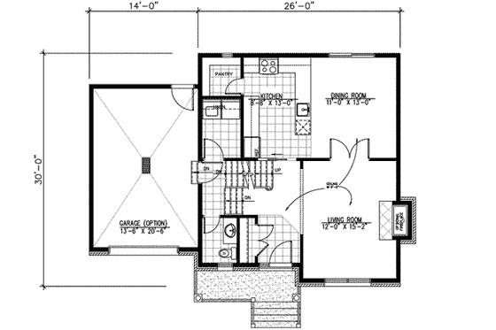 Floor Plan - Main Floor for Traditional House Plan #138-180 - 3 bed, 1.5 bath