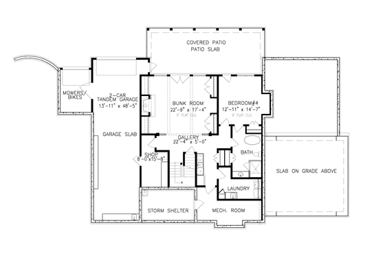 Floor Plan - Lower Floor for Farmhouse House Plan #54-570 - 4 bed, 4.5 bath