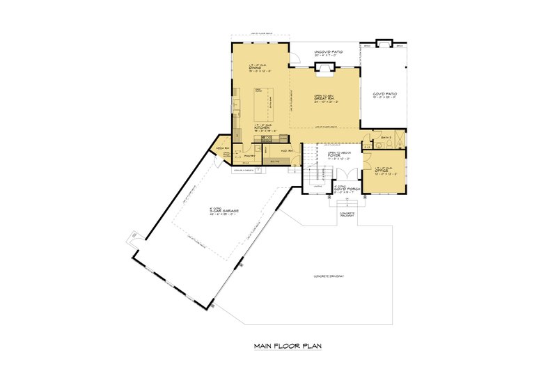 House Blueprint - Floor Plan - Main Floor for Farmhouse House Plan #1066-251 - 3 bed, 3 bath