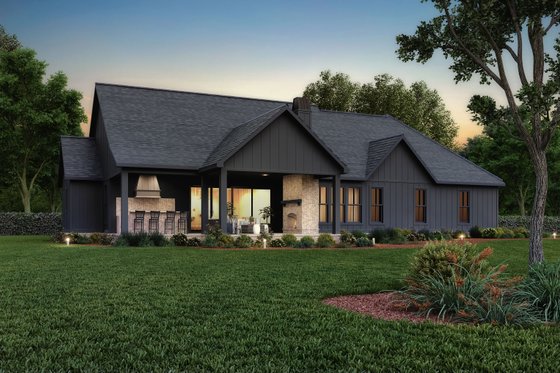 Exterior - Rear Elevation 1 for Farmhouse House Plan #1074-84 - 4 bed, 3.5 bath