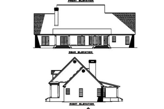 Exterior - Rear Elevation for Country House Plan #17-2093 - 3 bed, 3 bath