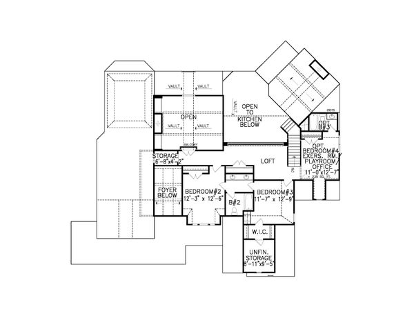 Dream House Plan - Traditional Floor Plan - Upper Floor Plan #54-406
