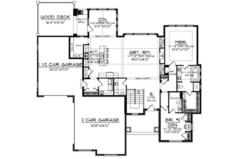 Home Plan - Floor Plan - Main Floor for Craftsman House Plan #70-919 - 4 bed, 3.5 bath