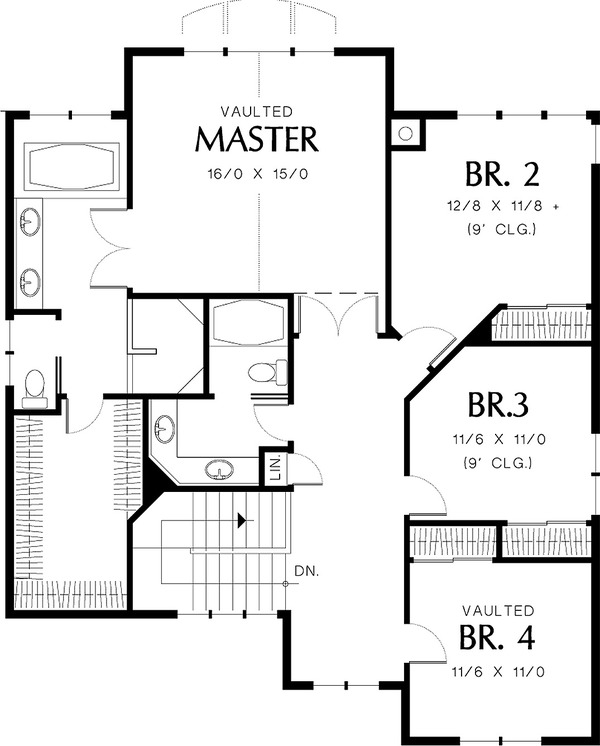 Home Plan - Upper level floor plan - 3250 square foot Craftsman home