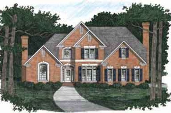 Exterior - Front Elevation for Colonial House Plan #129-123 - 4 bed, 3.5 bath