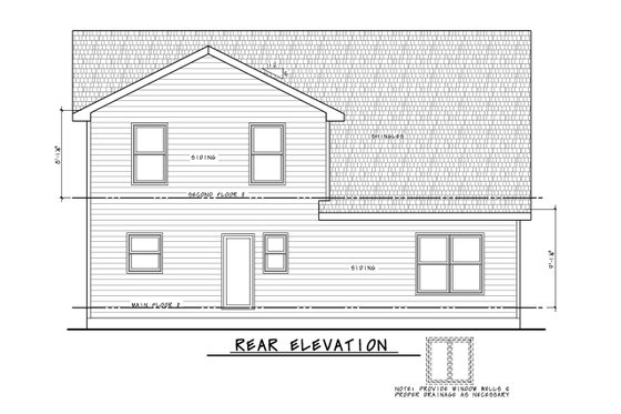 Exterior - Rear Elevation for Cottage House Plan #20-2486 - 3 bed, 2.5 bath