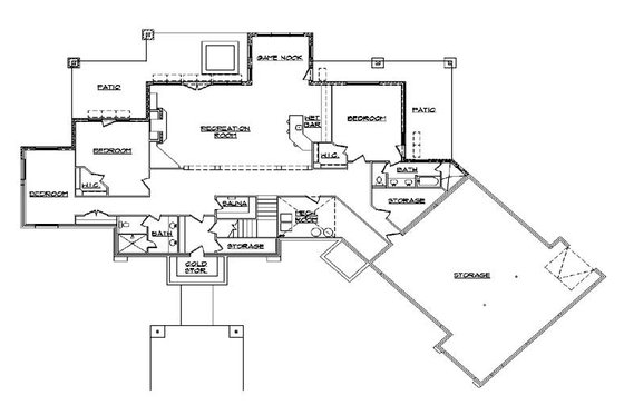 Floor Plan - Lower Floor for Traditional House Plan #5-344 - 4 bed, 4.5 bath