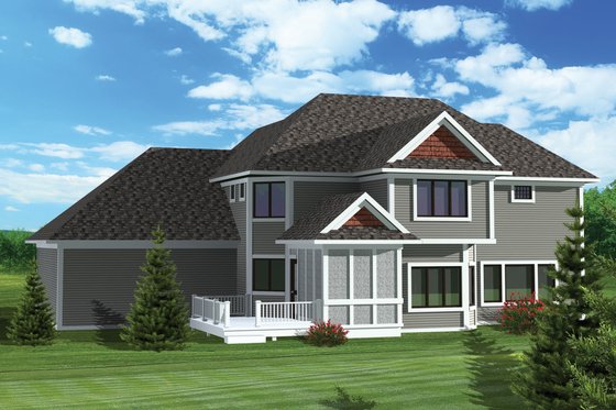 Exterior - Rear Elevation for Craftsman House Plan #70-1062 - 4 bed, 3.5 bath